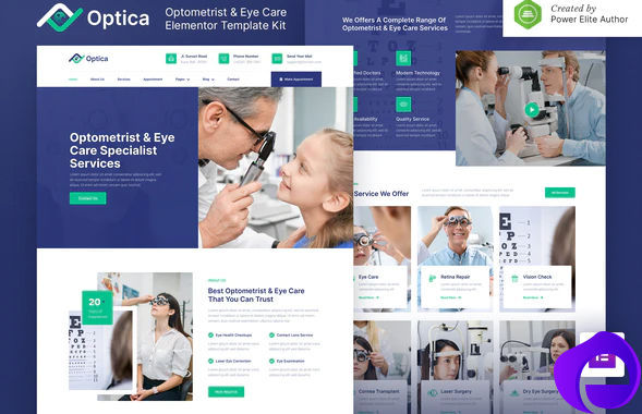 Optica – Optometrist Eye Care Elementor Template Kit
