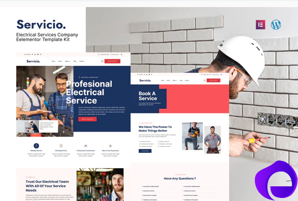 Servicio Electrician Electrical Services Template Kit