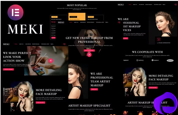 Meki Artist Makeup Business Services Elementor Template Kit