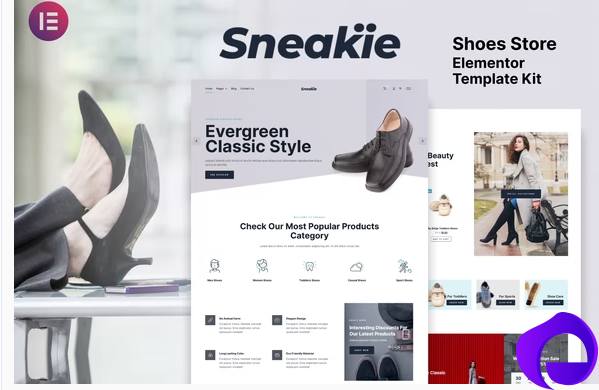 Sneakie Shoes Store WooCommerce Elementor Template Kit
