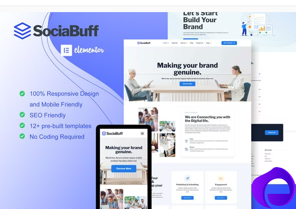 SociaBuff Social Media Digital Agency Elementor Template Kit