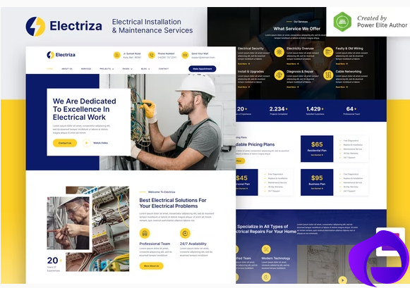 Electriza – Electrical Installation Maintenance Services Elementor Template Kit