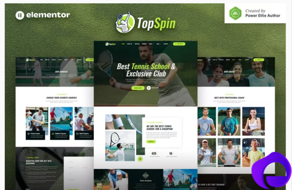 TopSpin – Tennis School Sports Club Elementor Template Kit
