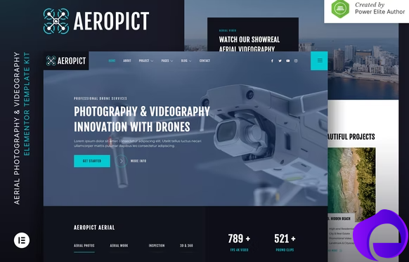 Aeropict – Drone Aerial Photography Videography Elementor Template Kit