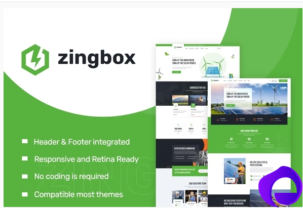 Zingbox – Wind Solar Energy Elementor Template Kit