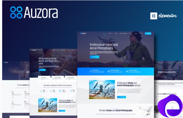 Auzora Drone Aerial Photography Elementor Template Kit