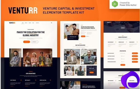 Venturr – Venture Capital Investment Elementor Template Kit 1