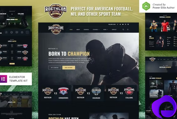 Roethlon – American Football NFL Elementor Template Kit 1