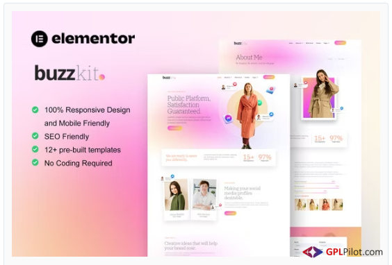 Buzzkit - Influencer & Creative Agency Elementor Template Kit 1 Buzzkit - Influencer & Creative Agency Elementor Template Kit