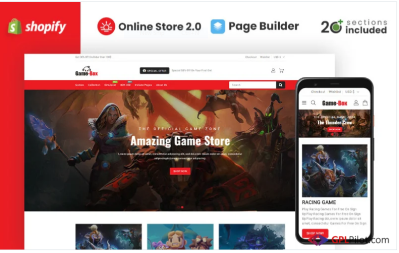 Gamebox Gaming & Accessories Store Shopify Theme