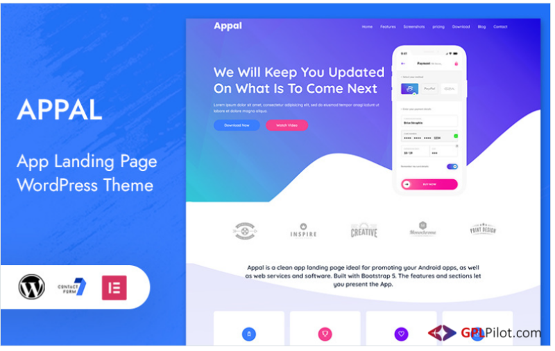 Appal - App Landing Page WordPress Theme