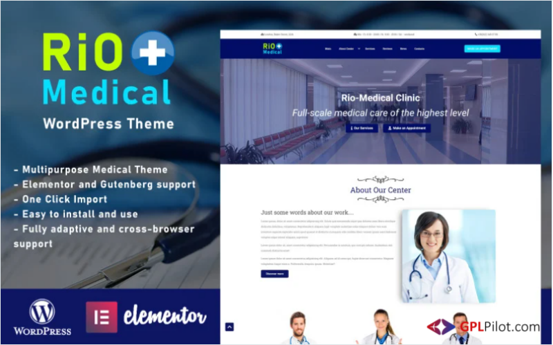 Rio-Medical - Medical Center Landing Page WordPress Theme