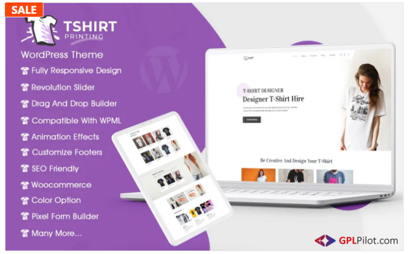 T Shirt Printing Store WordPress Theme
