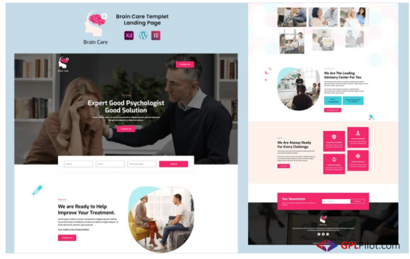 Brain Care - Psychology Therapy Service Ready to Use Elementor Template(m)