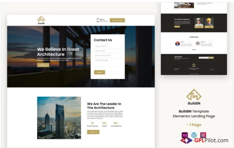 BuildIN - Architecture Services Ready to use Elementor Template(m)