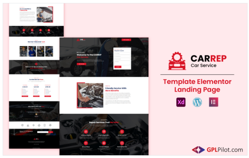 Carrep - Car Services Ready to Use Elementor Landing Page Template(m)