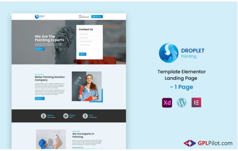 Droplet Painting - Paint Services Ready to use Elementor Landing Page Template(m)