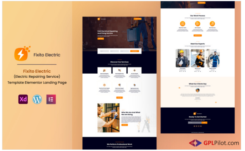 Fixoto Electric Repair Services - Elementor Landing Page Template(m)