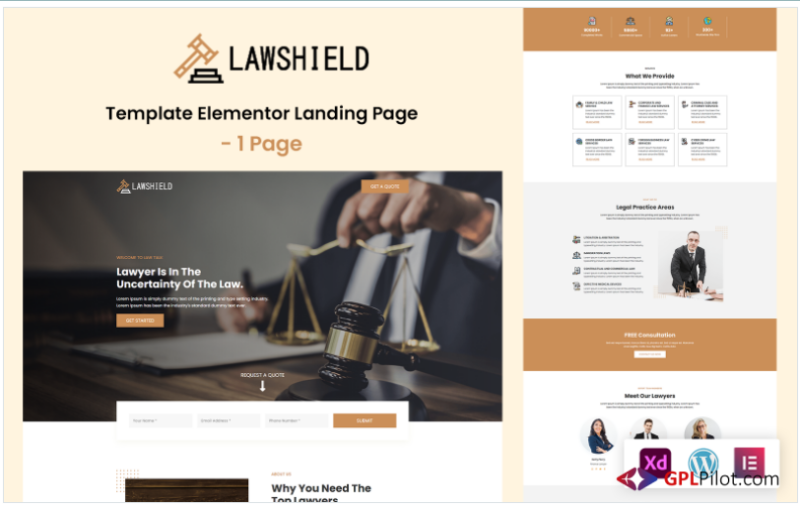 Law shield - Lawyer Services Elementor Kit Template(m)