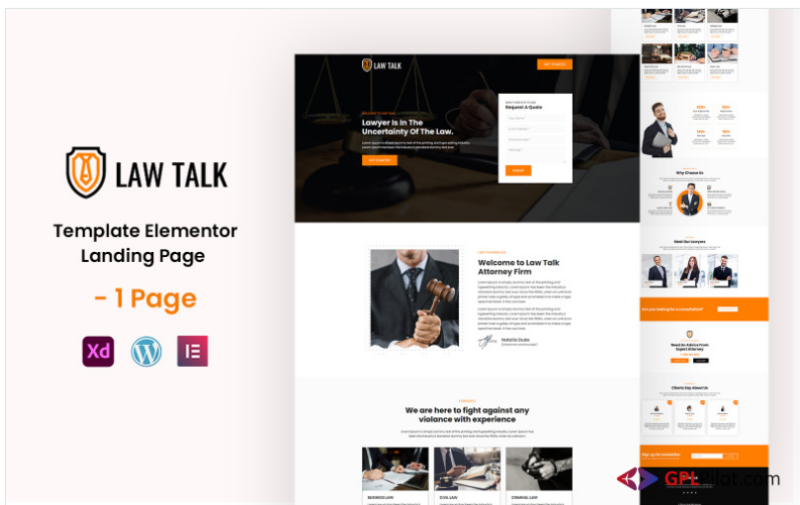 Law Talk - Lawyer and Attorney Services Ready to Use Elementor Template(m)