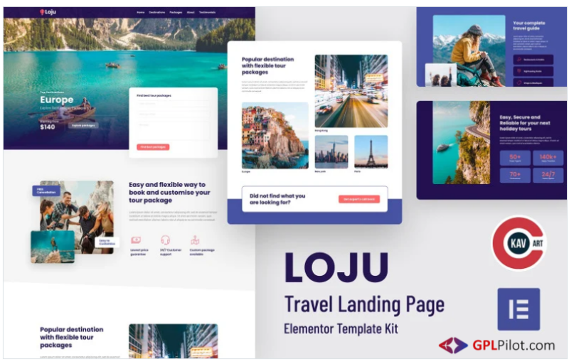 Loju – Travel Landing Page Elementor Template Kit(m)