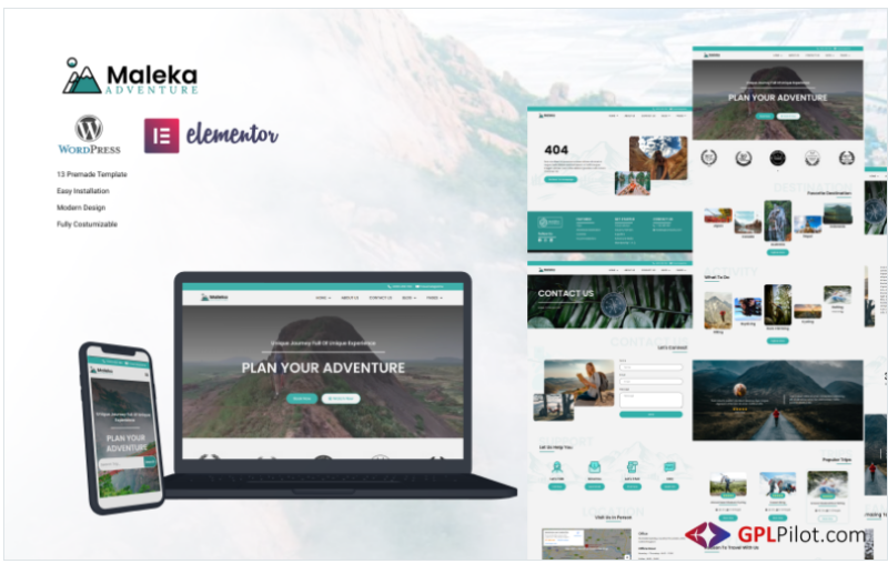 Maleka - Adventure Travel Agency Wordpress Elementor Template Kit(m)