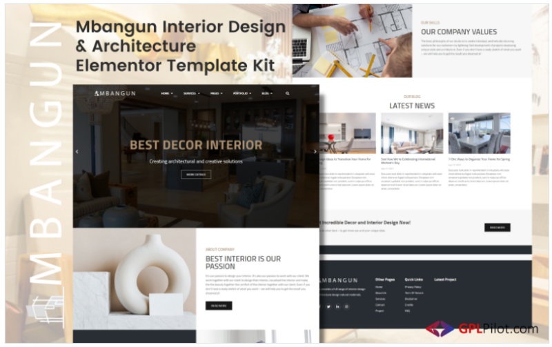 Mbangun - Interior Design & Architecture Elementor Template Kit(m)