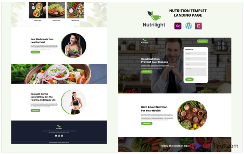 Nutrilight - Health and Fitness Elementor Template(m)