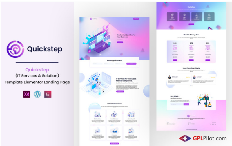 Quickstep IT Services Ready to use Elementor Landing Page(m)