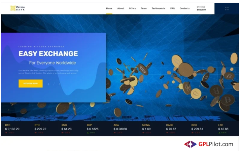 Crypto Bank - Cryptocurrency Exchange HTML Landing Page Template