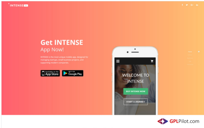 Intense App Landing Page Template