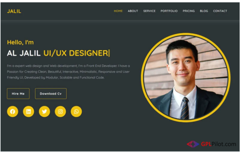 Jalil - Personal Portfolio Landing Page Template