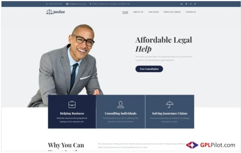 Justice - Legal Firm Landing Page Template