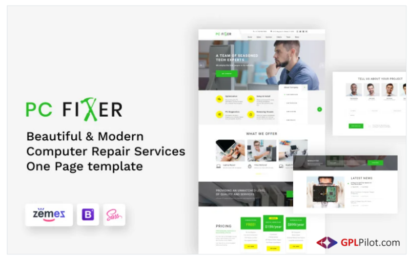 PC Fixer - Computer Repair Services HTML Landing Page Template