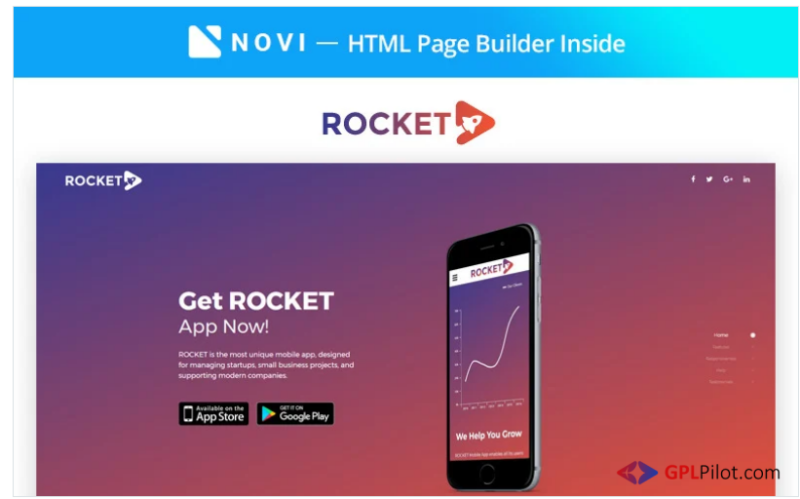 Rocket - Fabulous App Building Agency Compatible with Novi Builder Landing Page Template