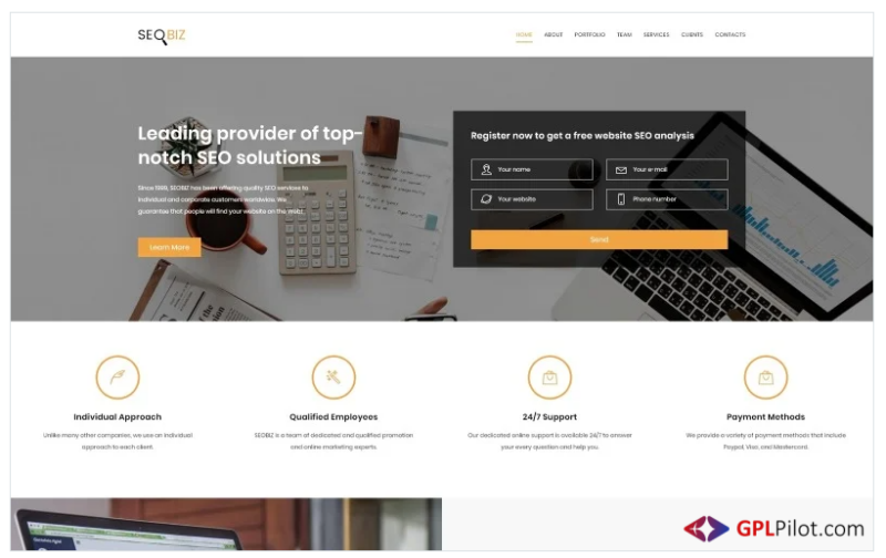 SEO Biz Modern HTML Landing Page Template