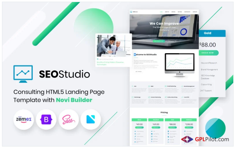 SEO Studio - Consulting HTML with Novi Builder Landing Page Template