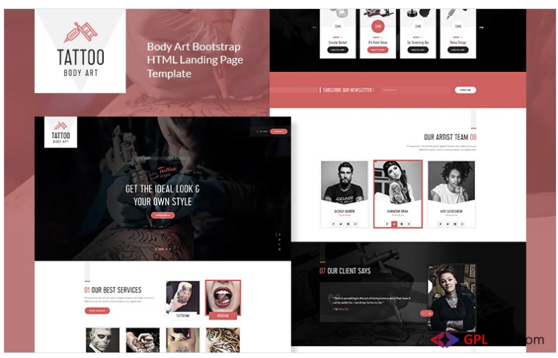 Tattoo Body Art Bootstrap Landing Page Template