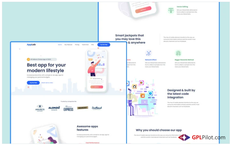 AppLab - App Html Landing Page Template