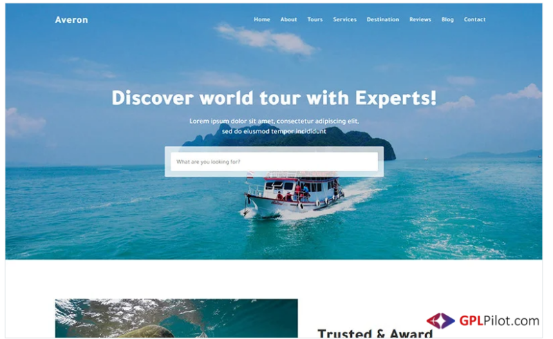 Averon Tour & Travel HTML Landing Page Template