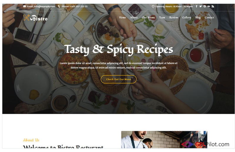 Bistro - Food & Resturant Responsive Landing Page Template