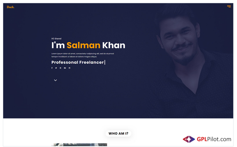 Duck - Personal Portfolio Landing Page Template