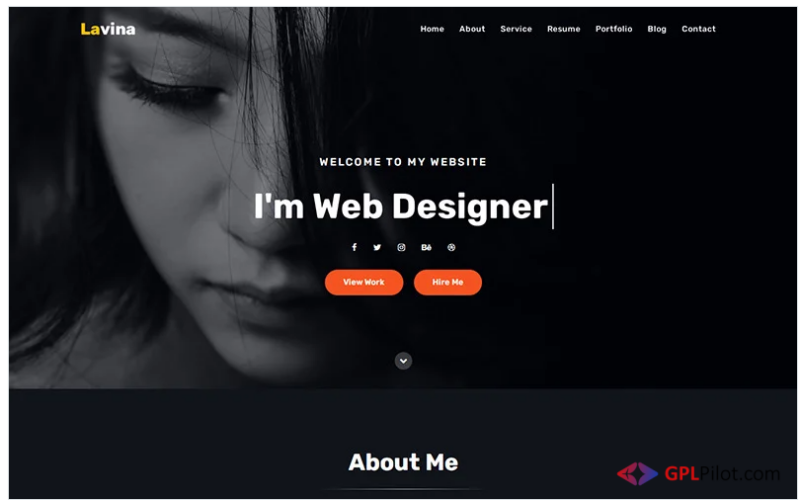 Lavina - Personal Portfolio Landing Page Template