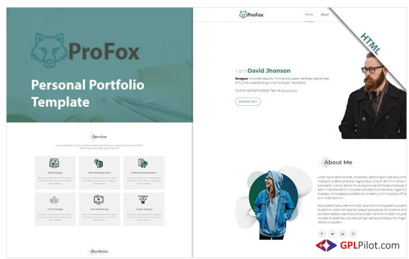 Profox- Responsive Personal Portfolio HTML Website Template