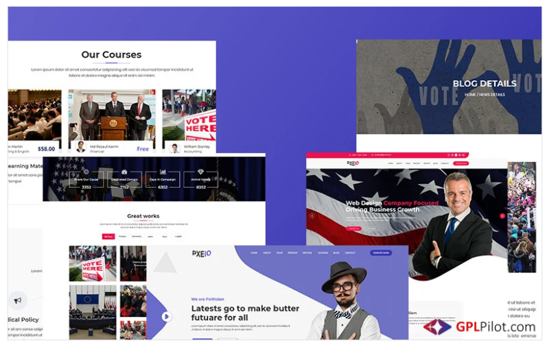 Pxeio – Political Responsive Landing Page Template