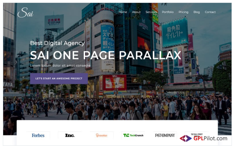 Sai - One Page Parallax HTML Landing Page Template