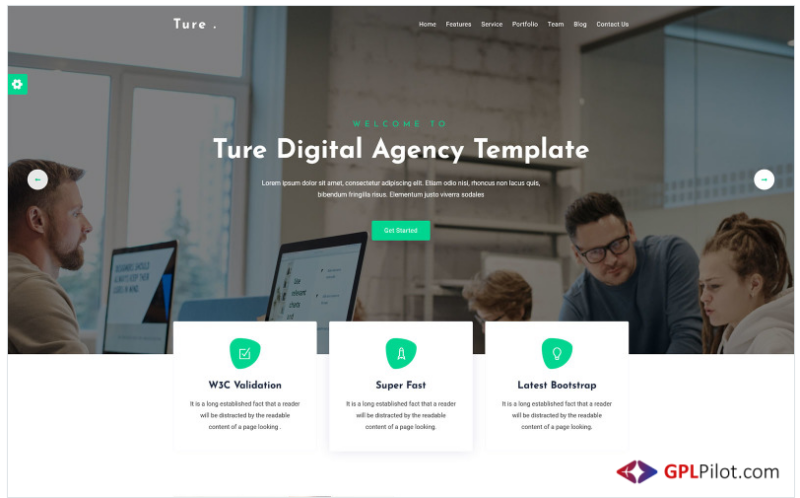 Ture - Digital Agency One Page HTML Landing Page Template