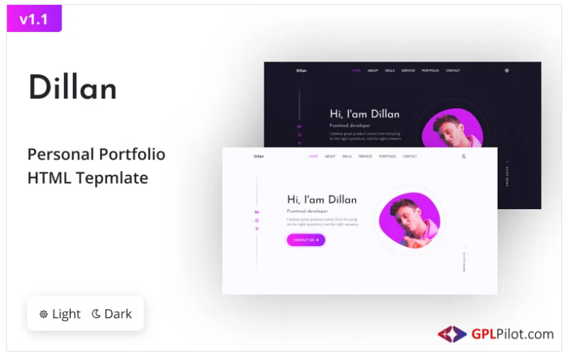 Dillan - Personal Portfolio Landing Page Template