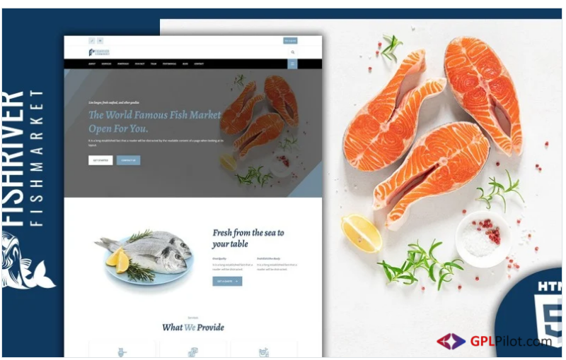 Fishriver Fish And Seafood Market Landing Page Template