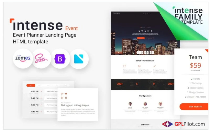 Intense Event Planner HTML5 Landing Page Template